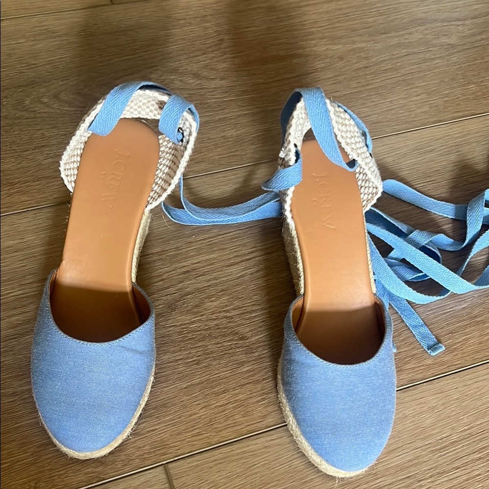 J. Crew Blue Espadrille Ankle Wrap Shoes